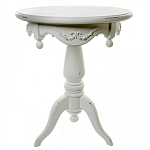 Стол приставной круглый белого цвета из массива бука с легкими потертостями White Provence варинант исполнения - 1 | Loft Concept в Липецке