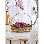 Блюдо круглое с ручкой и голубым фарфоровым дном с цветочным рисунком Blue Garden варинант исполнения - 4 | Loft Concept в Липецке