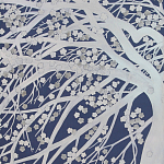 Обои ручная роспись в стиле Арт-деко Windswept Blossom Special Colourway on Dark Blue dyed silk варинант исполнения - 2 | Loft Concept в Липецке