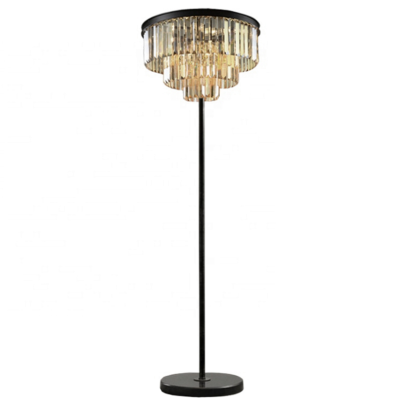 Торшер Odeon Floor Lamp  Черный Мрамор Nero Хром Прозрачное Стекло Серый (Gray) Янтарь (Amber) в Липецке | Loft Concept 