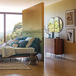 Комод округлой формы с тремя ящиками Walnut and Leather варинант исполнения - 8 | Loft Concept в Липецке