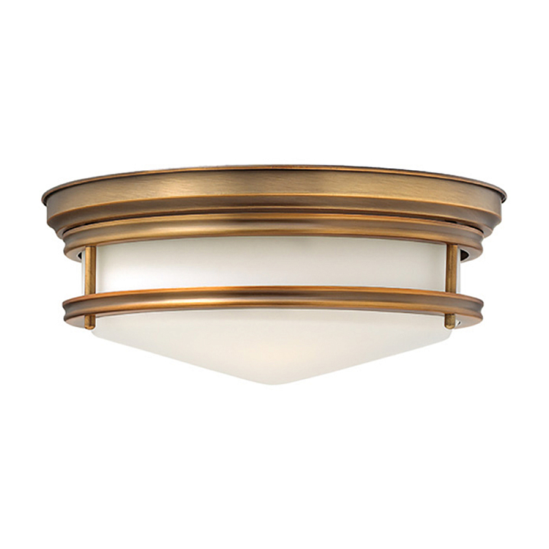 Потолочный светильник с белым матовым стеклянным плафоном в форме перевернутого конуса Hinkley Белый Бронза Хром в Липецке | Loft Concept 