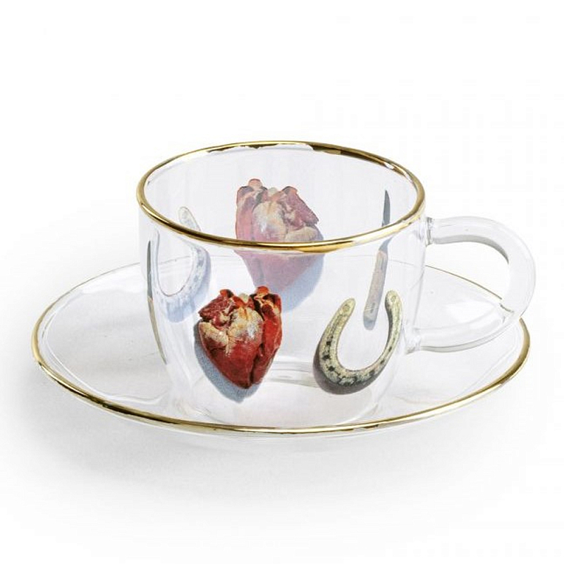 Кофейная пара Seletti I Love You Прозрачный Золотой Красный Кофейная пара Seletti I Love You Прозрачный Золотой Красный в Липецке | Loft Concept