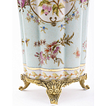 Ваза голубого цвета из фарфора с цветочным рисунком и бронзовой стрекозой Blue Garden варинант исполнения - 3 | Loft Concept в Липецке