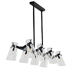 Люстра светодиодная с 8-ю прозрачными плафонами из акрила и стали Glass Cylinder Black варинант исполнения - 3 | Loft Concept в Липецке