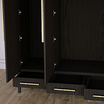 Большой Шкаф Primo Темный орех с 3 дверьми и 3 выдвижными ящиками варинант исполнения - 7 | Loft Concept в Липецке