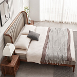 Кровать двуспальная с мягким изголовьем Moon Walnut Bed варинант исполнения - 4 | Loft Concept в Липецке