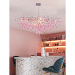 Люстра овальная с розовыми стеклянными подвесками в форме капель FAIRYTREE Light варинант исполнения - 3 | Loft Concept в Липецке