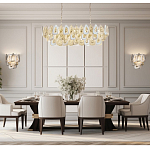 Люстра овальная с многослойными белыми и прозрачными подвесками Character Chandelier варинант исполнения - 6 | Loft Concept в Липецке