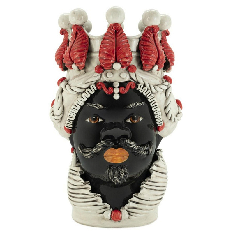 Ваза Vase Moro Man Red Big Черный Бежевый Красный Ваза Vase Moro Man Red Big Черный Бежевый Красный в Липецке | Loft Concept