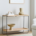 Консоль деревянной столешницей и полкой Wooden Table Top and Shelf варинант исполнения - 6 | Loft Concept в Липецке