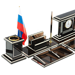 Настольный письменный набор с часами из природного камня обсидиана Team leader варинант исполнения - 3 | Loft Concept в Липецке