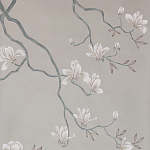 Обои ручная роспись Magnolia Canopy Original Colourway on Oyster Shell metallic silk варинант исполнения - 2 | Loft Concept в Липецке