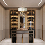 Люстра подвесная круглая с тканевым полупрозрачным абажуром и подвесками 4 лампы Gilded Elegance варинант исполнения - 8 | Loft Concept в Липецке