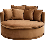 Кушетка круглая с обивкой из велюра коричневая Milky Brown Chair варинант исполнения - 2 | Loft Concept в Липецке
