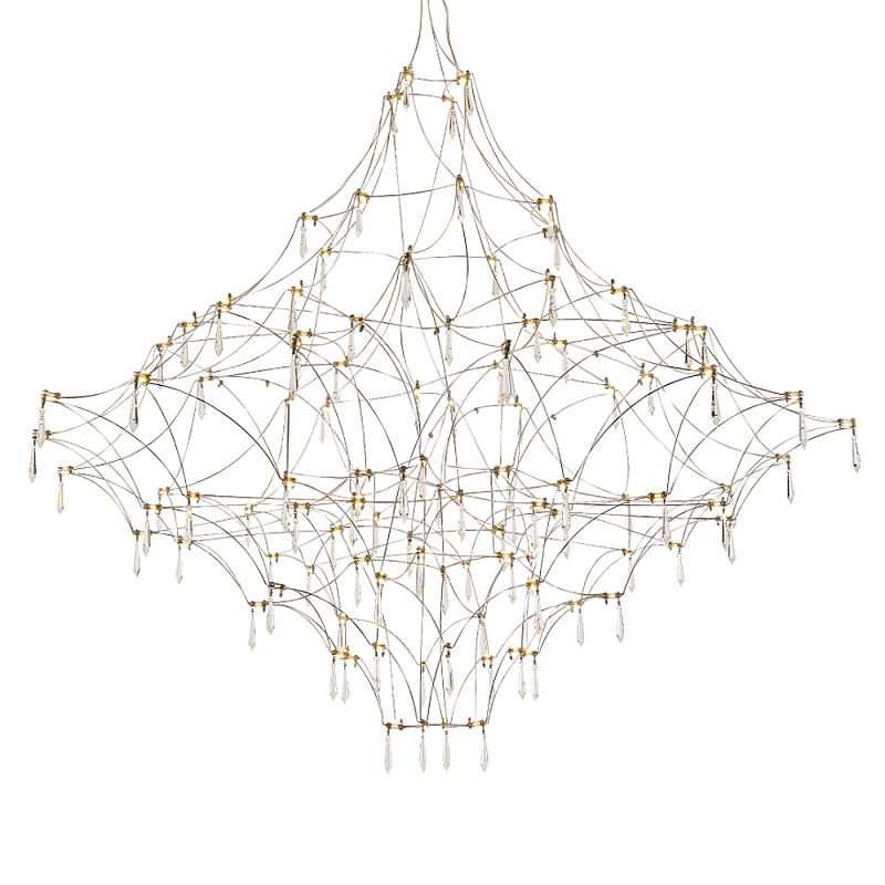 Люстра с тонким металлическим каркасом цвета хром Quasar Прозрачный Хром в Липецке | Loft Concept 