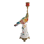 Подсвечник с попугаем из фарфора с бронзовыми элементами Eden Garden варинант исполнения - 3 | Loft Concept в Липецке