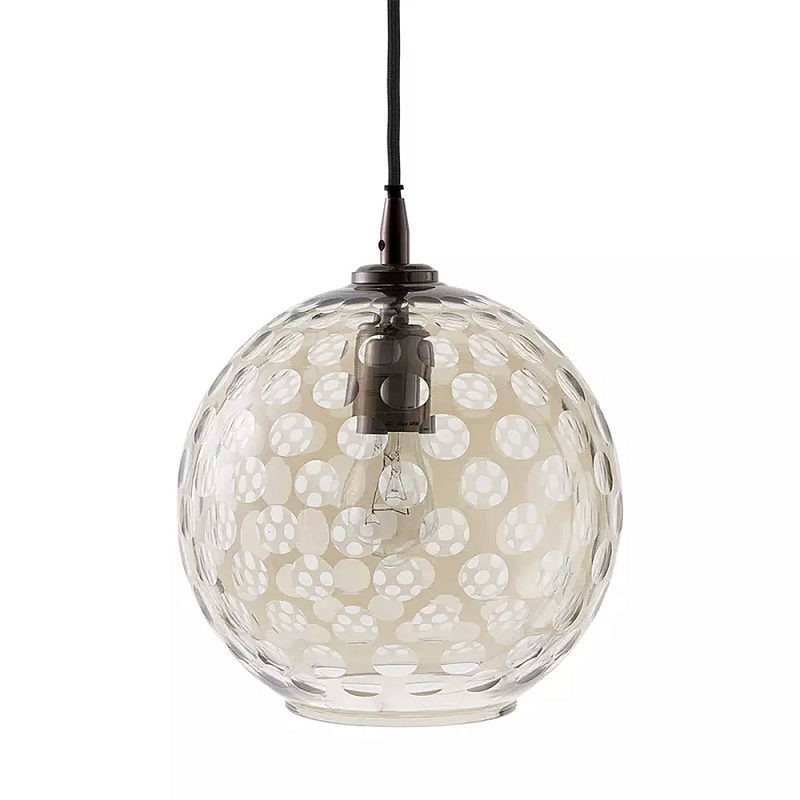Подвесной светильник с плафоном в форме шара из стекла с рельефным узором Glass Pattern Lamp Коричневый Подвесной светильник с плафоном в форме шара из стекла с рельефным узором Glass Pattern Lamp Коричневый в Липецке | Loft Concept