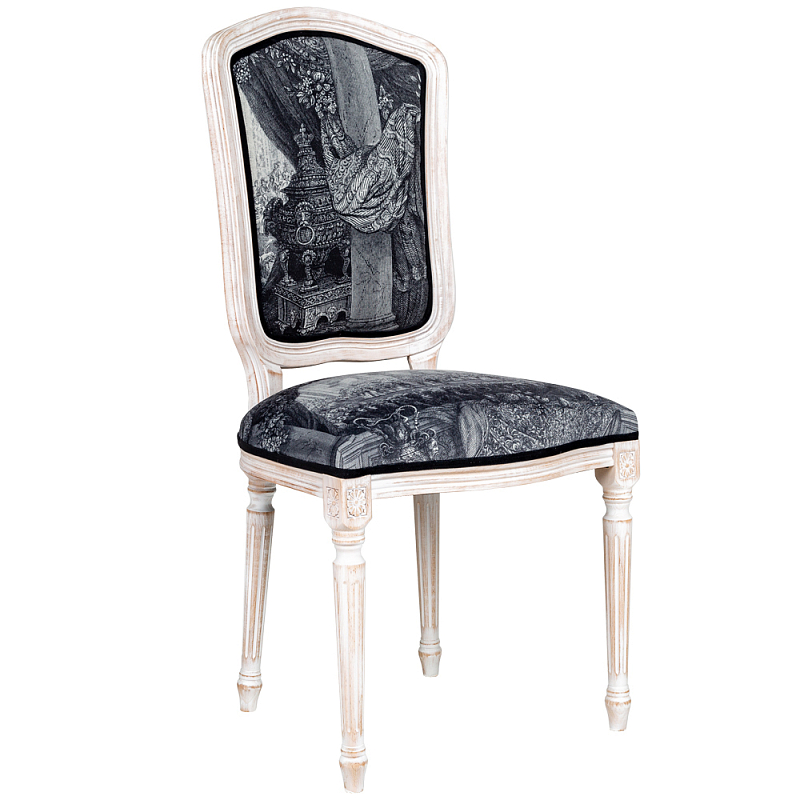 Стул Tuileries Palace Stool Черно-белый Белый винтажная патина Стул Tuileries Palace Stool Черно-белый Белый винтажная патина в Липецке | Loft Concept