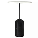 Кофейный столик с белой мраморной столешницей на черном основании Tall Coffee Black and White Table варинант исполнения - 3 | Loft Concept в Липецке