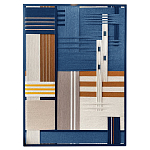 Панно из шнура Синяя геометрическая абстракция wall panel line Blue варинант исполнения - 4 | Loft Concept в Липецке