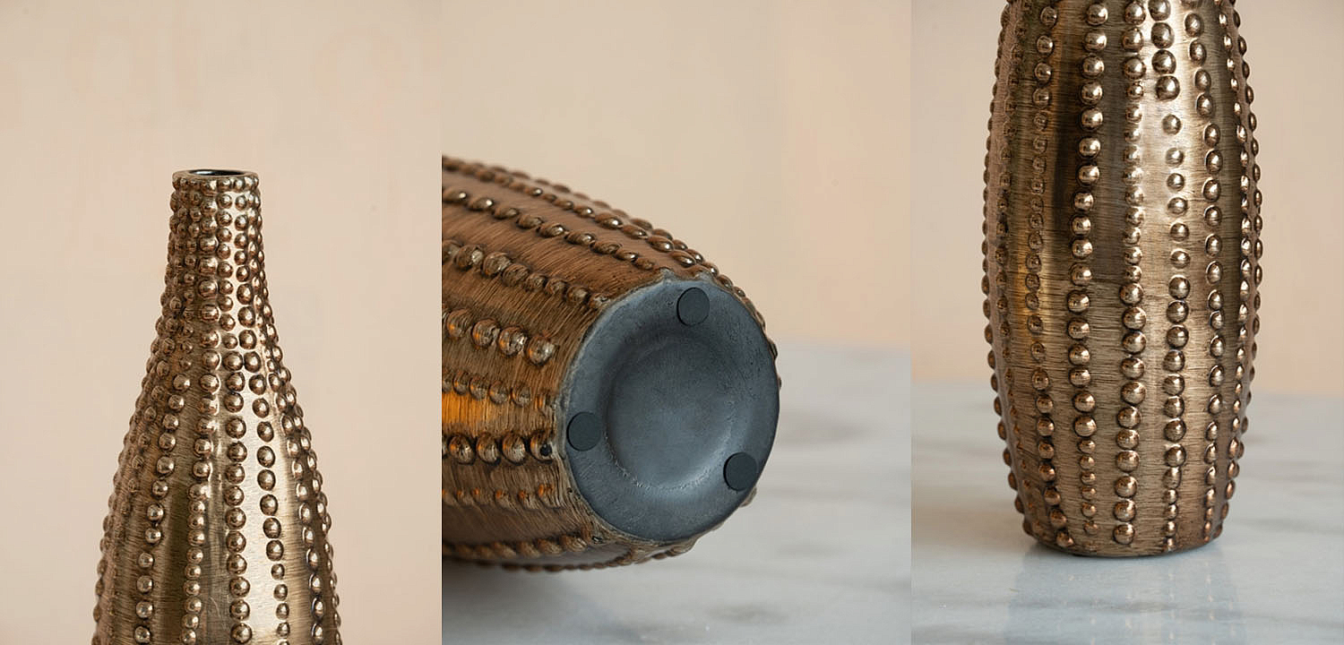 Ваза Ribbed Vase Narrow Throat bronze-gold 34 Ваза Ribbed Vase Narrow Throat bronze-gold 34 - Loft-Concept в Липецке