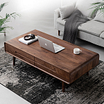 Кофейный стол из массива дерева с выдвижными ящиками Coffee Walnut Table варинант исполнения - 1 | Loft Concept в Липецке