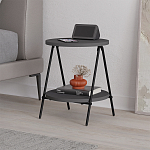 Стол приставной с 2-мя круглыми столешницами цвета антрацит ESSEL SIDE TABLE ANTHRACITE варинант исполнения - 3 | Loft Concept в Липецке