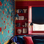 Обои с вышивкой ручной работы Flora Rio colourway on Liso Pine wool sateen варинант исполнения - 2 | Loft Concept в Липецке