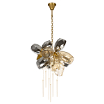 Люстра подвесная со стеклянными плафонами из дымчатого и золотистого с шестью вертикальными подвесками Gilded Mirage  варинант исполнения - 2 | Loft Concept в Липецке