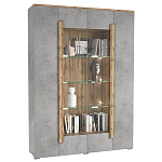 Шкаф-витрина с фасадом серого цвета 4-х дверная Grace of Furniture варинант исполнения - 1 | Loft Concept в Липецке