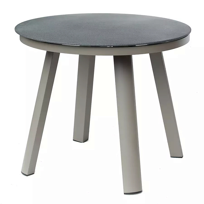 Круглый обеденный стол с стеклянной столешницей на 4-х ножках Perfectly Smooth Surface Бежевый Серый Круглый обеденный стол с стеклянной столешницей на 4-х ножках Perfectly Smooth Surface Бежевый Серый в Липецке | Loft Concept