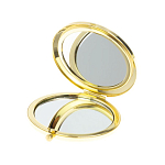 Зеркало карманное складное круглое из натурального камня Малахит с Хризоколлой в подарочной упаковке Gold Stone Mirrors варинант исполнения - 3 | Loft Concept в Липецке