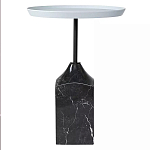 Кофейный столик с круглой столешницей и мраморным основанием Steel Reliability варинант исполнения - 1 | Loft Concept в Липецке