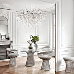 Люстра подвесная с прозрачными стеклянными подвесками в форме капель Диаметр 100 см Droplet Chandelier варинант исполнения - 21 | Loft Concept в Липецке