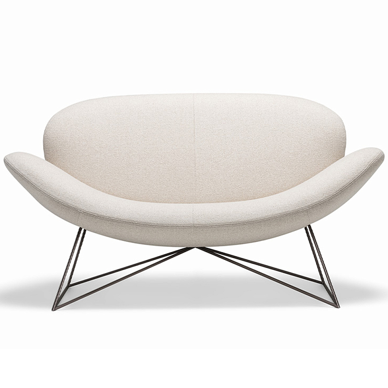 Дизайнерский двухместный диван Gio Ponti D.157.6  - DUE FOGLIE Sofa Молочный Черный в Липецке | Loft Concept 