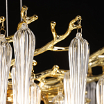 Люстра золотого цвета с декоративными ветками и длинными прозрачными стеклянными подвесами в форме сосулек Droplet Chandelier варинант исполнения - 6 | Loft Concept в Липецке