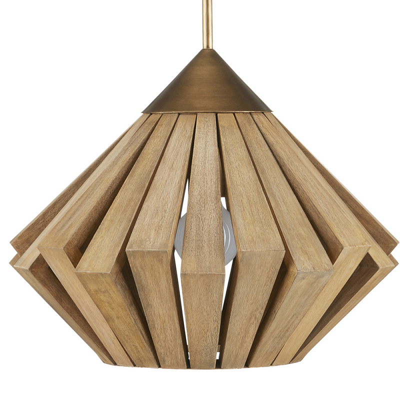 Подвесной светильник из толстых деревянных реек Wooden Slats Коричневый Латунь Подвесной светильник из толстых деревянных реек Wooden Slats Коричневый Латунь в Липецке | Loft Concept
