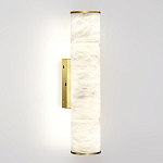 Бра с цилиндрическим плафоном из белого алебастра на прямоугольном основании Латунь Cryptocrystalline Stone варинант исполнения - 1 | Loft Concept в Липецке