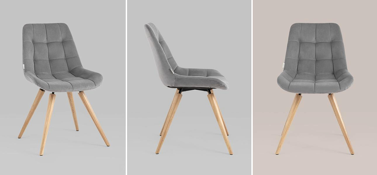Стул NANCY Chair Серый Велюр Стул NANCY Chair Серый Велюр - Loft-Concept в Липецке