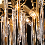 Люстра подвесная золотого цвета с разветвленными ветвями и прозрачными стеклянными подвесками Droplet Chandelier варинант исполнения - 5 | Loft Concept в Липецке