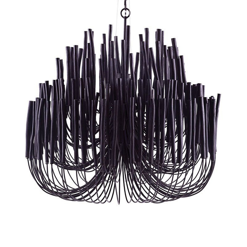 Люстра черная с несколькими ярусами деревянных палочек Bright Wooden Chandelier Черный Люстра черная с несколькими ярусами деревянных палочек Bright Wooden Chandelier Черный в Липецке | Loft Concept