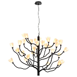 Люстра подвесная черного цвета с ветвями и белыми фарфоровыми цветами Floralis варинант исполнения - 11 | Loft Concept в Липецке