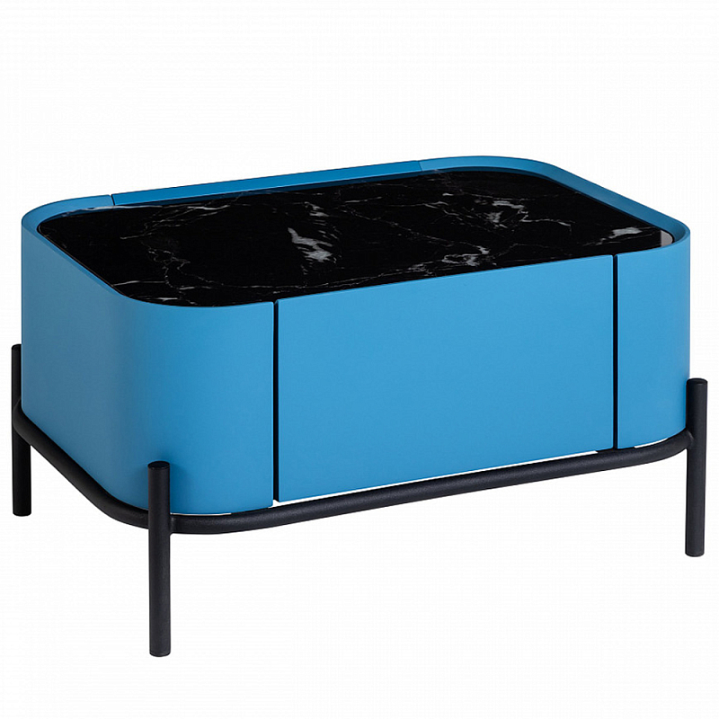 Тумба прикроватная чёрно-голубая с ящиком Blue Cabinet Голубой Черный Тумба прикроватная чёрно-голубая с ящиком Blue Cabinet Голубой Черный в Липецке | Loft Concept
