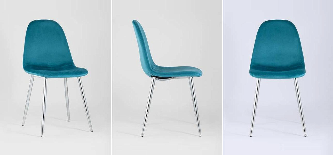 Стул Archie Chair Темно-Бирюзовый Велюр Хромированные ножки Стул Archie Chair Темно-Бирюзовый Велюр Хромированные ножки - Loft-Concept в Липецке