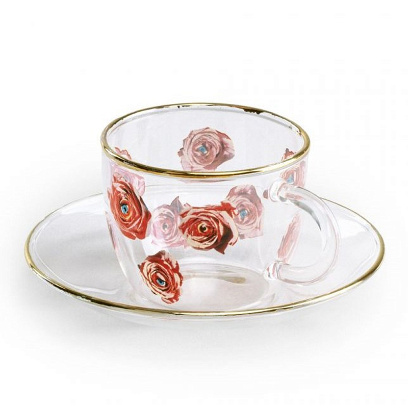 Кофейная пара Seletti Roses Прозрачный Золотой Красный Кофейная пара Seletti Roses Прозрачный Золотой Красный в Липецке | Loft Concept
