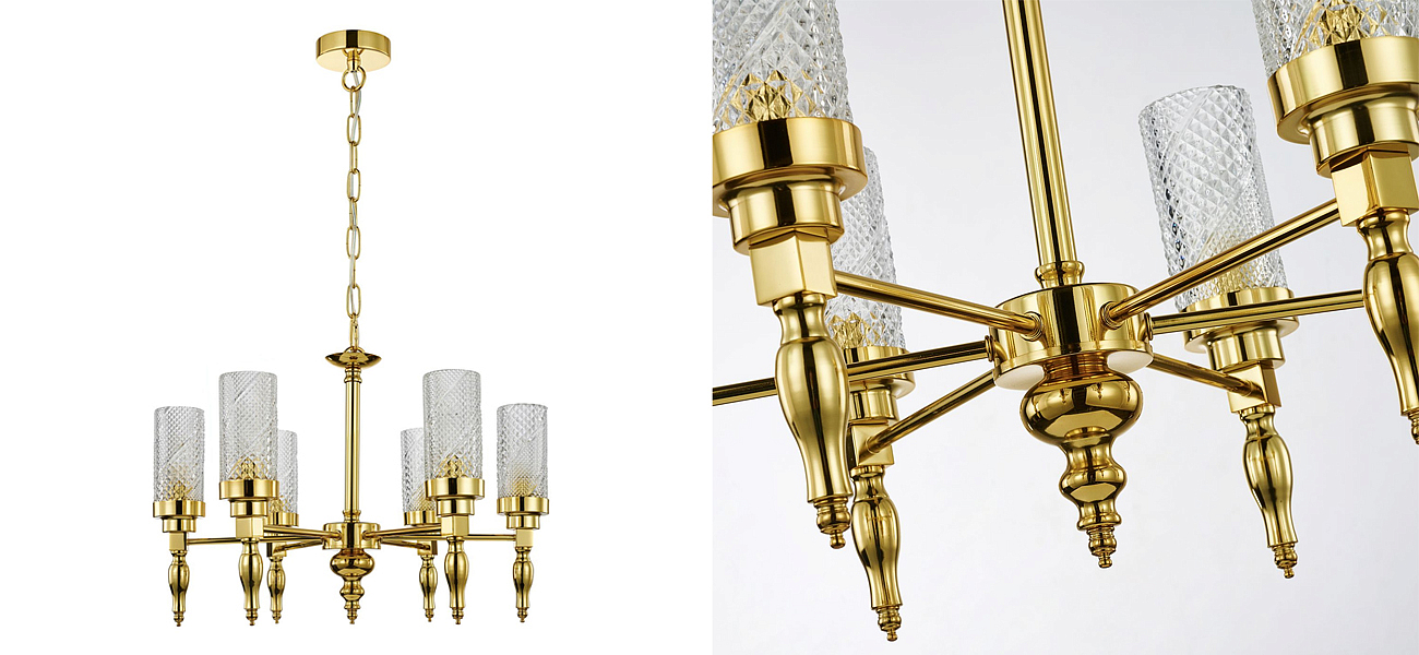 Люстра золотого цвета Balusters D55 см Люстра золотого цвета Balusters D55 см - Loft-Concept в Липецке