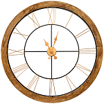 Часы настенные деревянные с римскими цифрами бронзового цвета Clock with History варинант исполнения - 1 | Loft Concept в Липецке