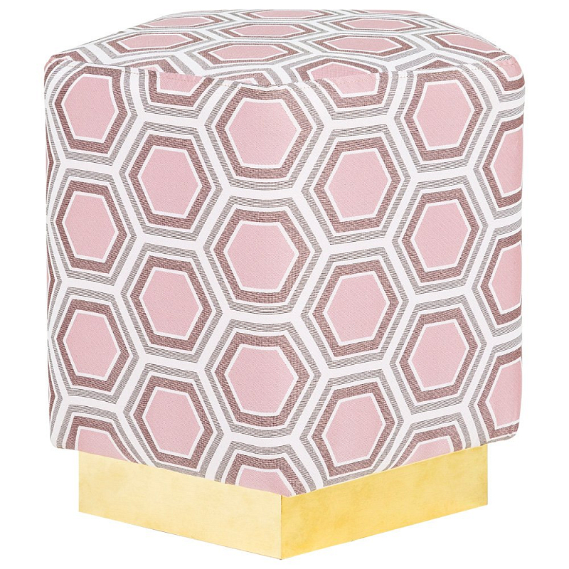 Пуф Hexagon Pink Geometry Латунь Розовый пастельный Белый в Липецке | Loft Concept 