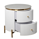 Тумбочка белая круглая с мраморной столешницей Thoroughbass варинант исполнения - 5 | Loft Concept в Липецке